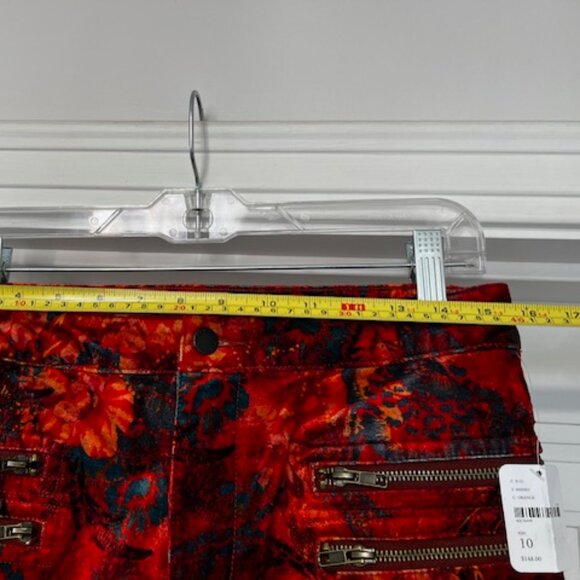 Free People Lennon Floral Velvet Skinny Pants, size 10, Red/Orange (NWT) - Picture 14 of 16